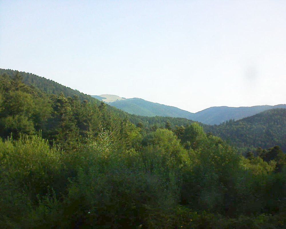Le petit ballon vu depuis le Domaine Langmatt à Murbach le 05.08.2018 à 08:45 Le petit ballon (Alsace, Vosges) le 05.08.2018 à 08:45