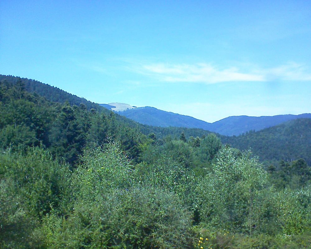 Le petit ballon vu depuis le Domaine Langmatt à Murbach le 12.08.2018 à 14:45 Le petit ballon (Alsace, Vosges) le 12.08.2018 à 14:45