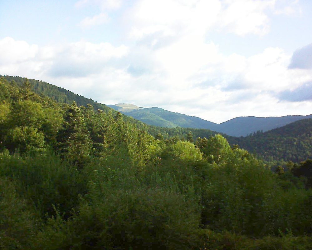 Le petit ballon vu depuis le Domaine Langmatt à Murbach le 14.08.2018 à 08:30 Le petit ballon (Alsace, Vosges) le 14.08.2018 à 08:30