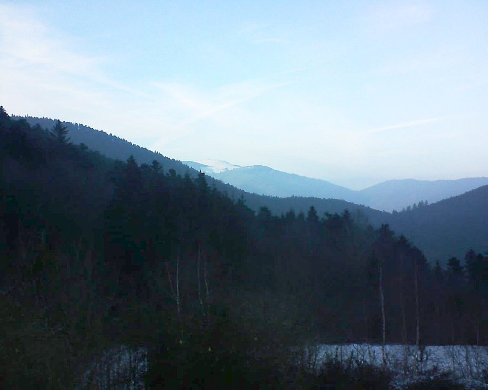 Le petit ballon vu depuis le Domaine Langmatt à Murbach le 22.01.2019 à 16:15 Le petit ballon (Alsace, Vosges) le 22.01.2019 à 16:15