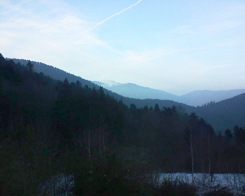 Le petit ballon vu depuis le Domaine Langmatt à Murbach le 22.01.2019 à 16:30 Le petit ballon (Alsace, Vosges) le 22.01.2019 à 16:30