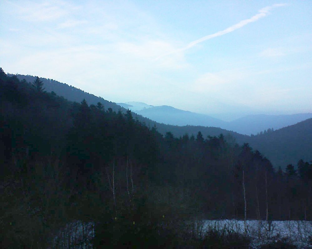Le petit ballon vu depuis le Domaine Langmatt à Murbach le 22.01.2019 à 16:45 Le petit ballon (Alsace, Vosges) le 22.01.2019 à 16:45