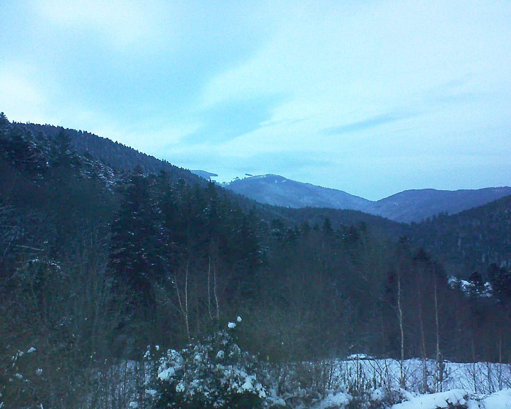 Le petit ballon vu depuis le Domaine Langmatt à Murbach le 29.01.2019 à 17:30 Le petit ballon (Alsace, Vosges) le 29.01.2019 à 17:30