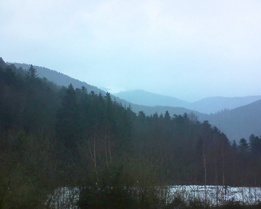 Le petit ballon vu depuis le Domaine Langmatt à Murbach le 10.02.2019 à 17:00 Le petit ballon (Alsace, Vosges) le 10.02.2019 à 17:00