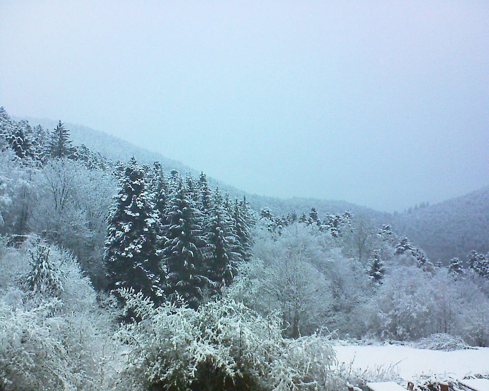 Le petit ballon vu depuis le Domaine Langmatt à Murbach le 04.04.2019 à 07:30 Le petit ballon (Alsace, Vosges) le 04.04.2019 à 07:30
