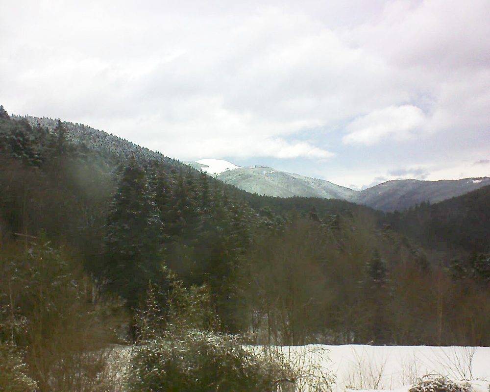 Le petit ballon vu depuis le Domaine Langmatt à Murbach le 23.01.2021 à 13:15 Le petit ballon (Alsace, Vosges) le 23.01.2021 à 13:15