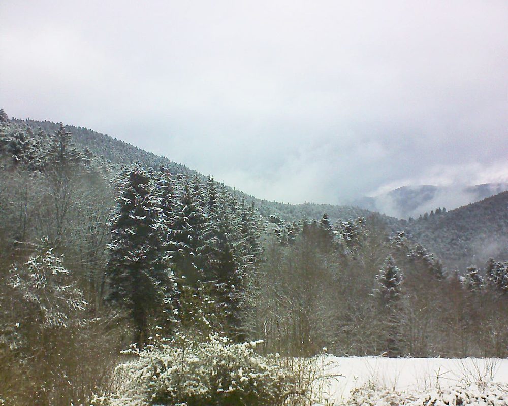 Le petit ballon vu depuis le Domaine Langmatt à Murbach le 09.02.2021 à 10:30 Le petit ballon (Alsace, Vosges) le 09.02.2021 à 10:30