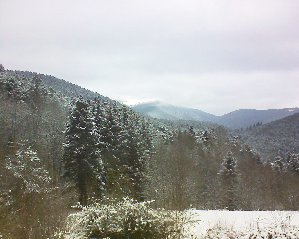 Le petit ballon vu depuis le Domaine Langmatt à Murbach le 09.02.2021 à 12:00 Le petit ballon (Alsace, Vosges) le 09.02.2021 à 12:00