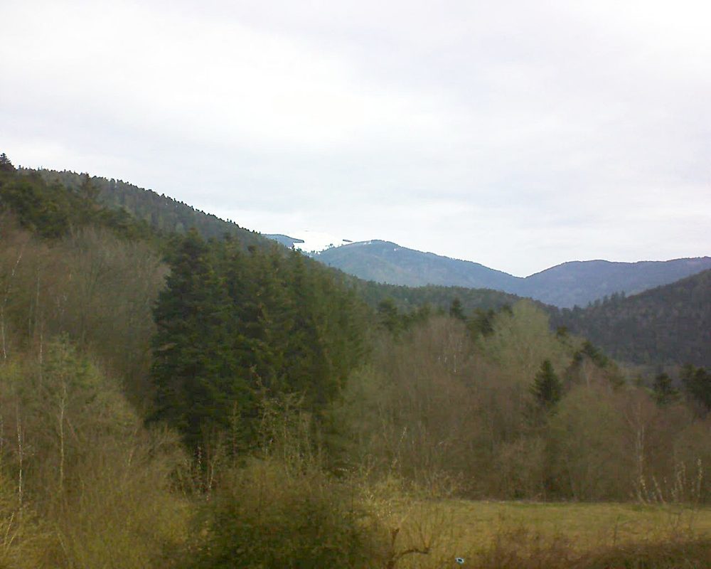 Le petit ballon vu depuis le Domaine Langmatt à Murbach le 08.04.2021 à 08:45 Le petit ballon (Alsace, Vosges) le 08.04.2021 à 08:45