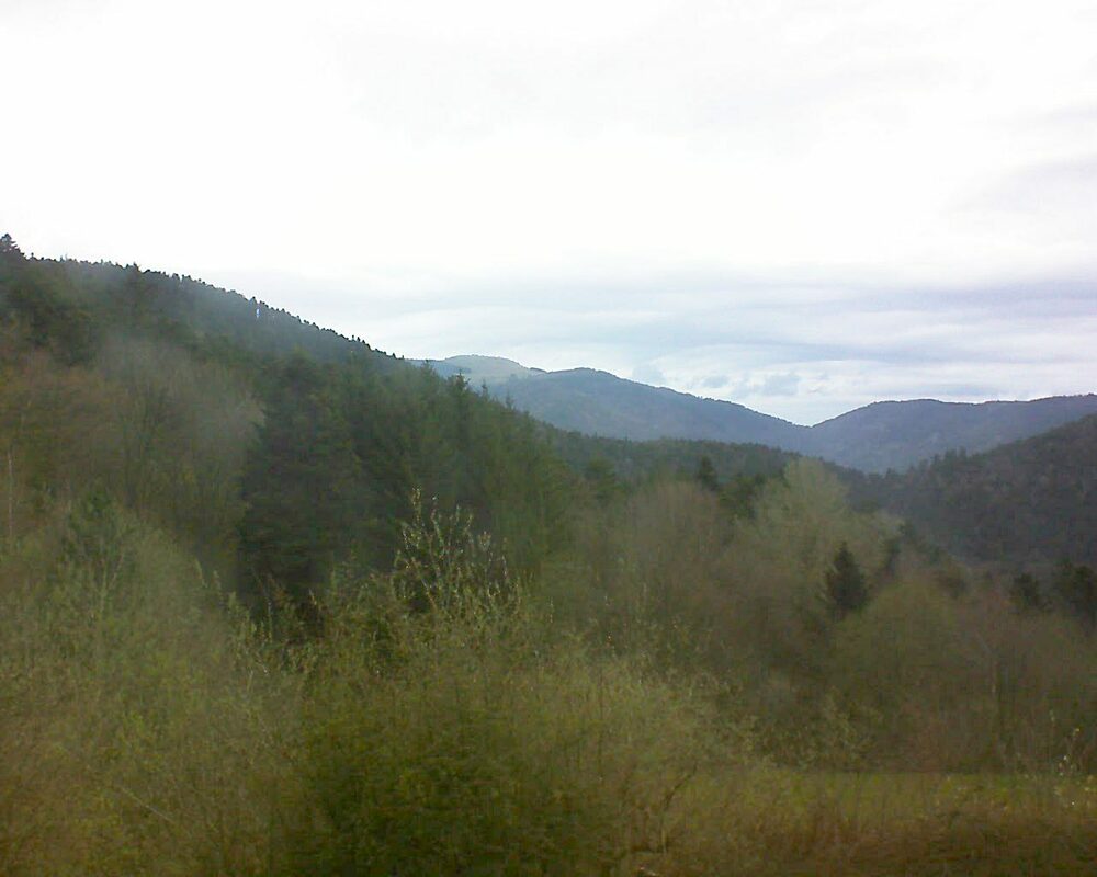 Le petit ballon vu depuis le Domaine Langmatt à Murbach le 12.04.2023 à 08:00 Le petit ballon (Alsace, Vosges) le 12.04.2023 à 08:00