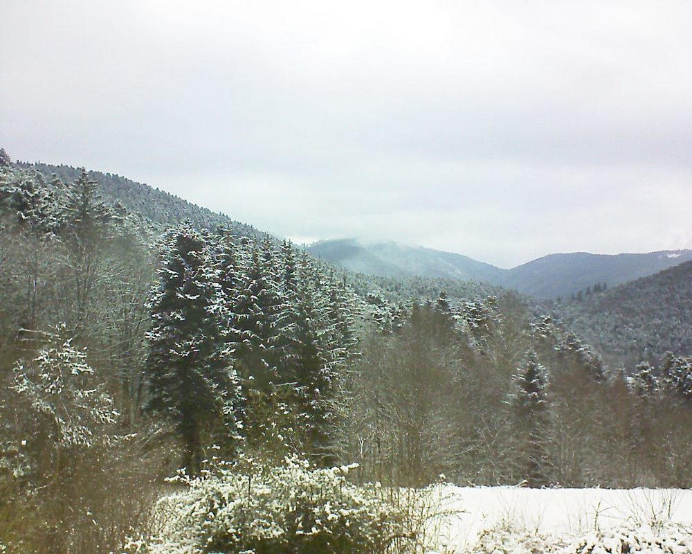 Le petit ballon vu depuis le Domaine Langmatt à Murbach le 09.02.2021 à 11:30 Le petit ballon (Alsace, Vosges) le 09.02.2021 à 11:30