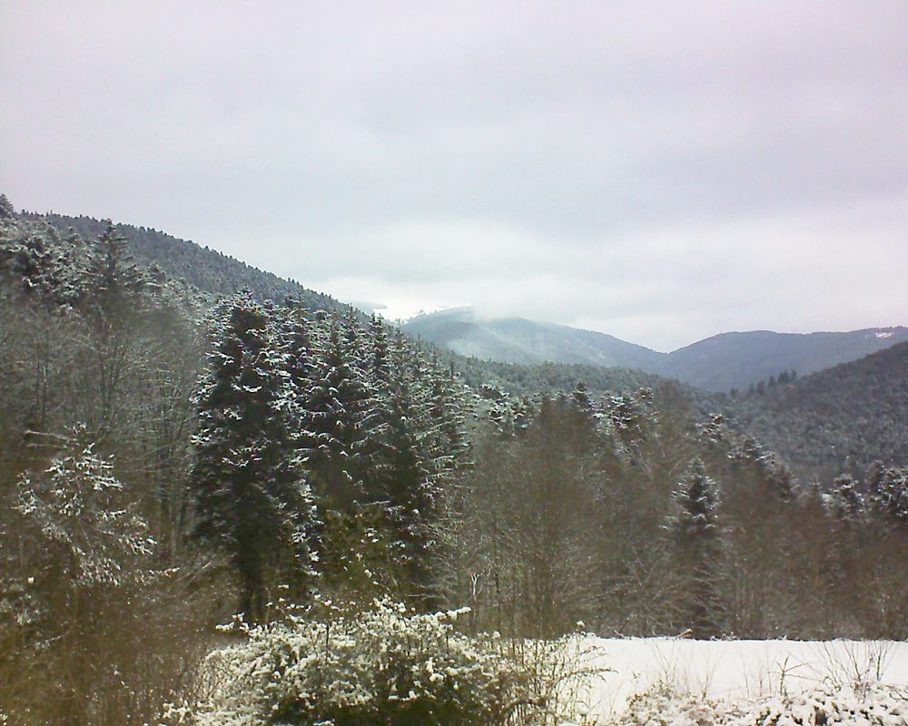 Le petit ballon vu depuis le Domaine Langmatt à Murbach le 09.02.2021 à 12:15 Le petit ballon (Alsace, Vosges) le 09.02.2021 à 12:15