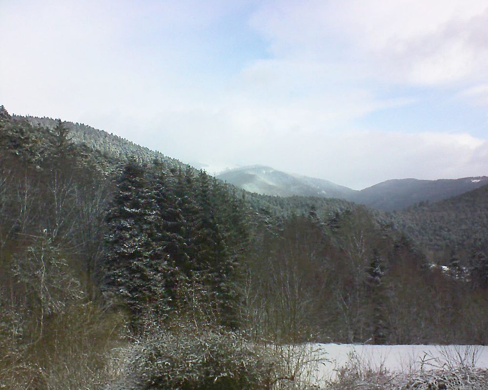 Le petit ballon vu depuis le Domaine Langmatt à Murbach le 14.03.2021 à 09:00 Le petit ballon (Alsace, Vosges) le 14.03.2021 à 09:00