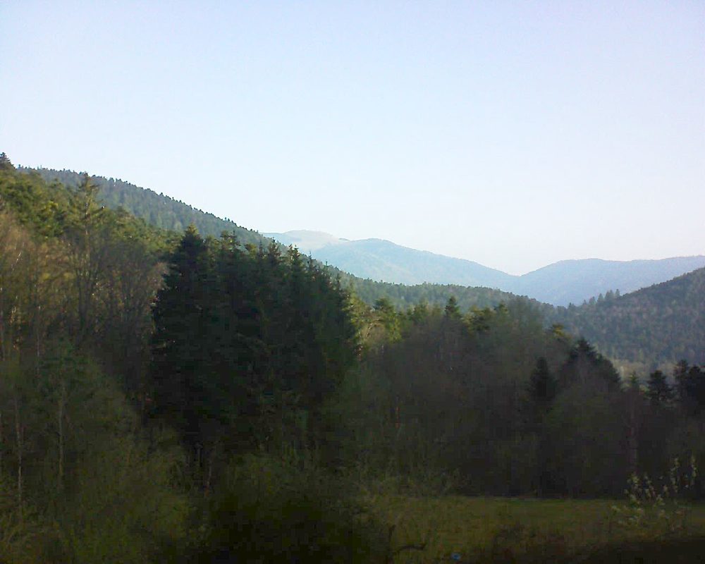 Le petit ballon vu depuis le Domaine Langmatt à Murbach le 02.04.2021 à 09:15 Le petit ballon (Alsace, Vosges) le 02.04.2021 à 09:15