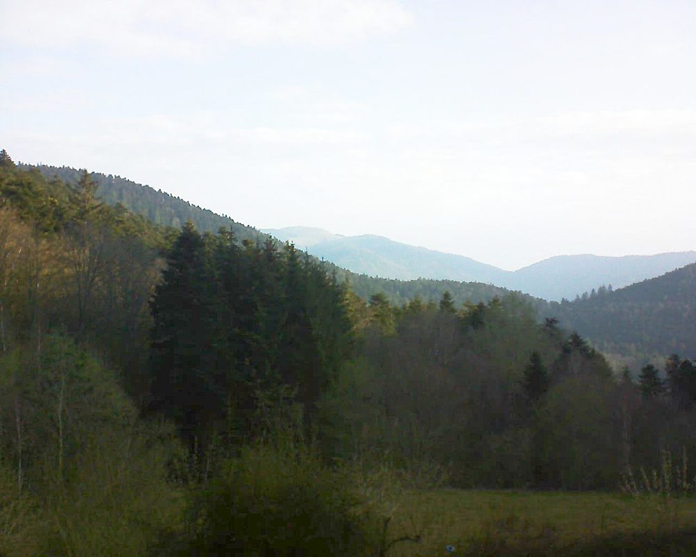 Le petit ballon vu depuis le Domaine Langmatt à Murbach le 19.04.2021 à 08:15 Le petit ballon (Alsace, Vosges) le 19.04.2021 à 08:15