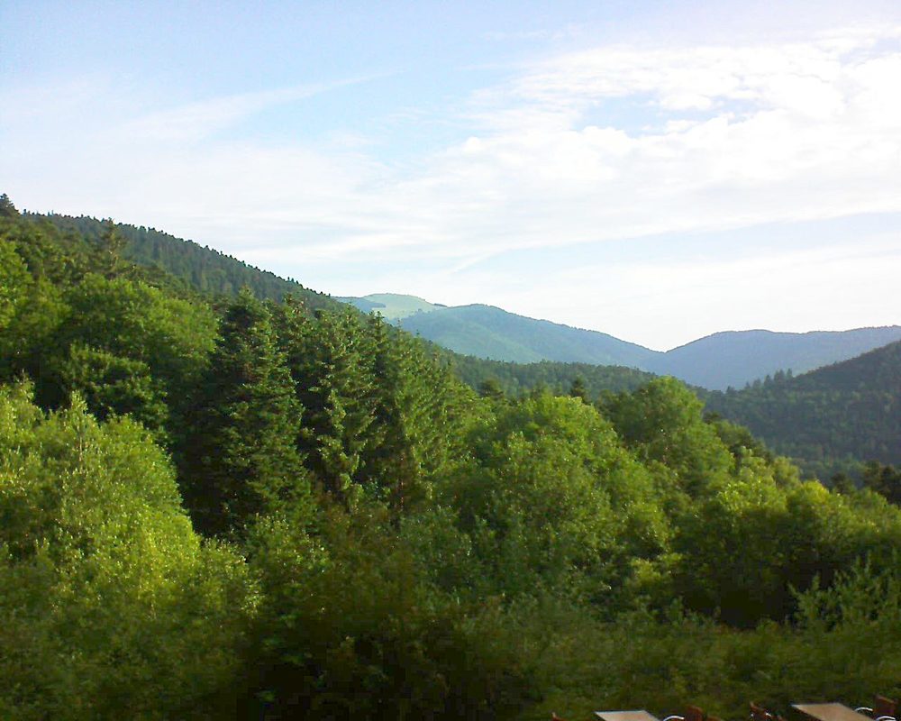 Le petit ballon vu depuis le Domaine Langmatt à Murbach le 03.07.2021 à 08:00 Le petit ballon (Alsace, Vosges) le 03.07.2021 à 08:00