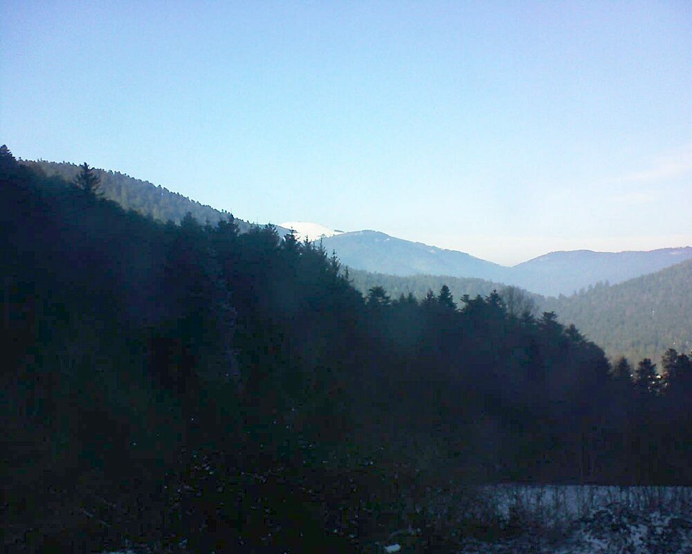 Le petit ballon vu depuis le Domaine Langmatt à Murbach le 12.01.2024 à 14:45 Le petit ballon (Alsace, Vosges) le 12.01.2024 à 14:45