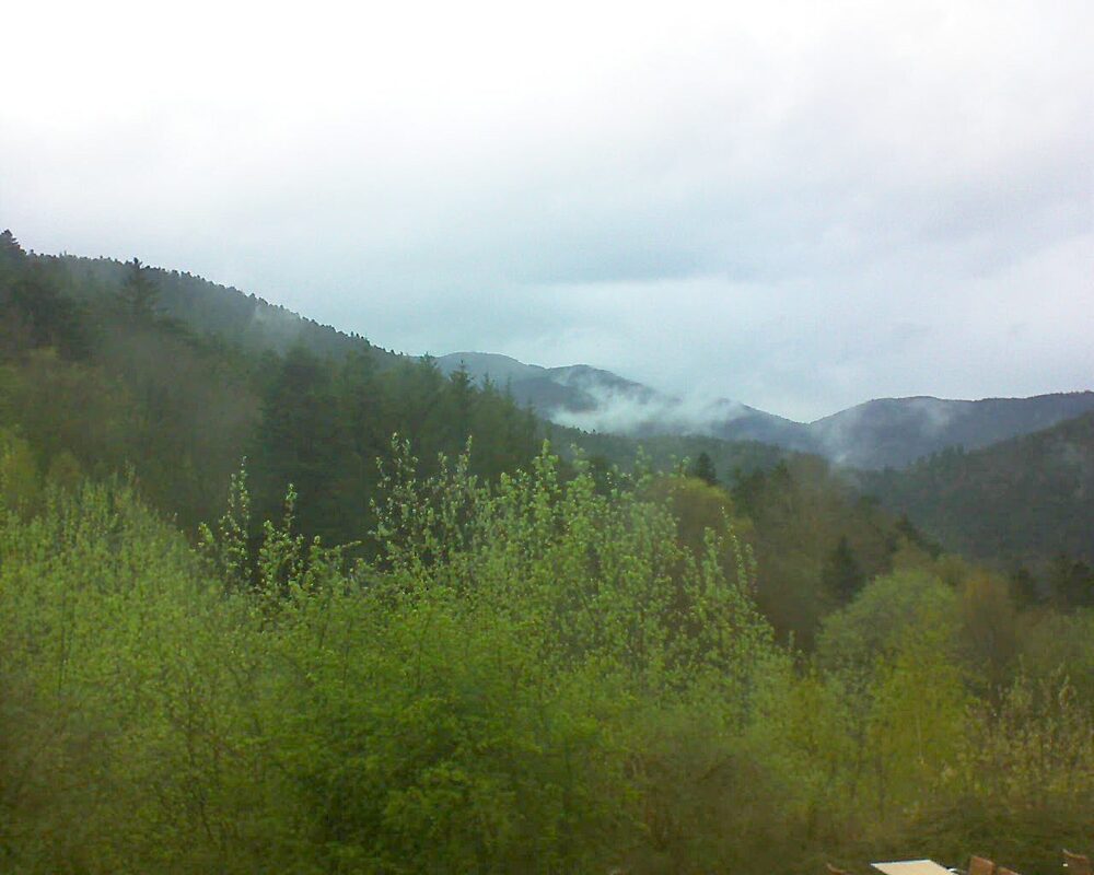 Le petit ballon vu depuis le Domaine Langmatt à Murbach le 09.04.2024 à 19:15 Le petit ballon (Alsace, Vosges) le 09.04.2024 à 19:15