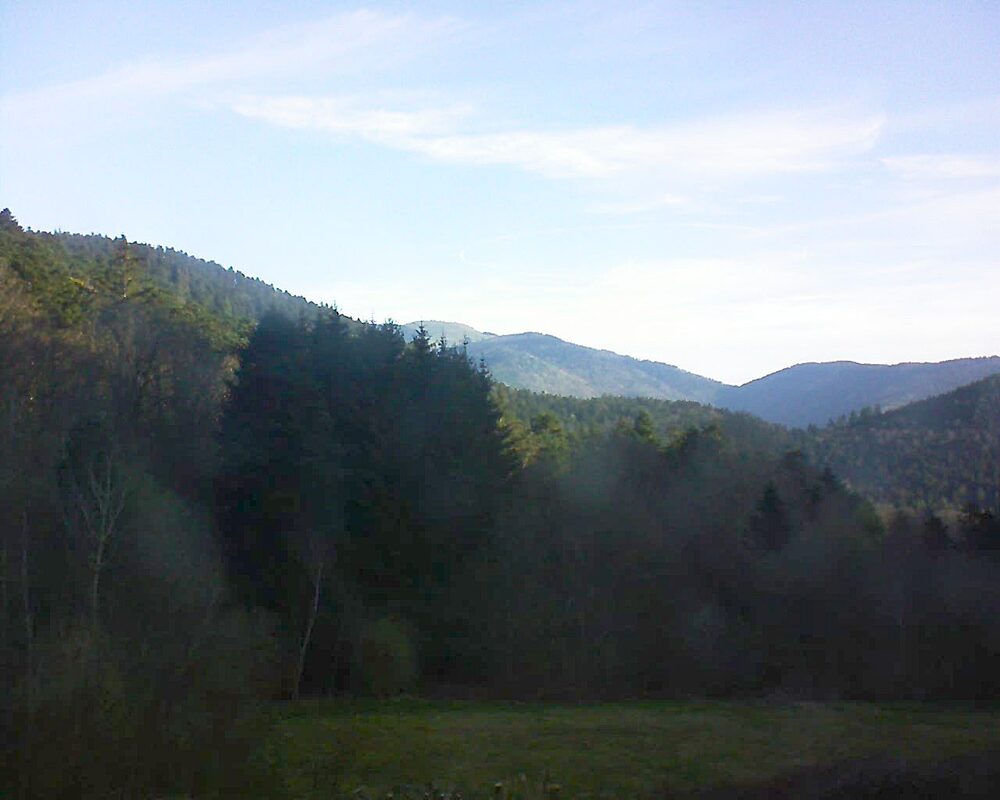 Le petit ballon vu depuis le Domaine Langmatt à Murbach le 09.04.2025 à 08:45 Le petit ballon (Alsace, Vosges) le 09.04.2025 à 08:45